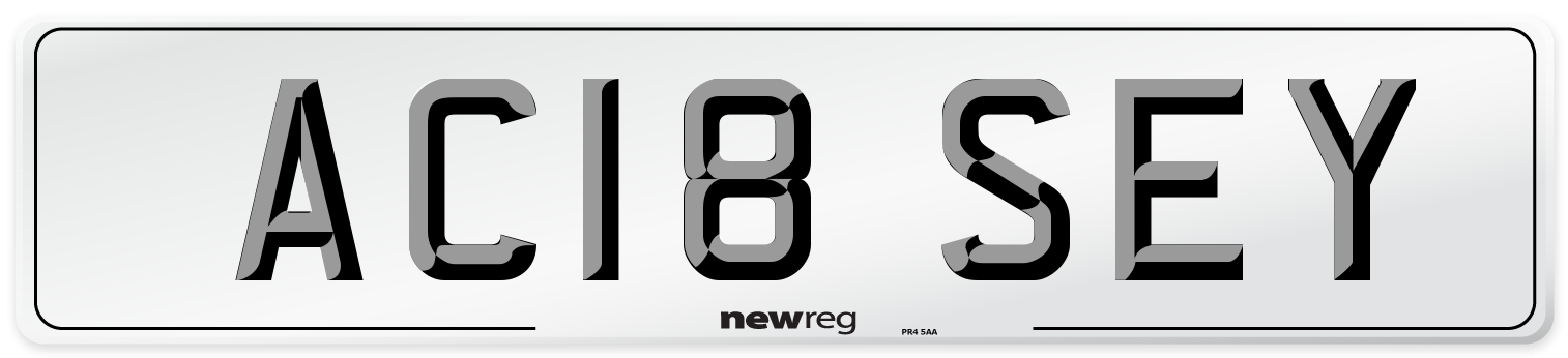 AC18 SEY Number Plate from New Reg